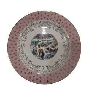 Homer Laughlin Grand Canyon Arizona Pink Gold Souvenir Plate 1950s 7.25" F57N6